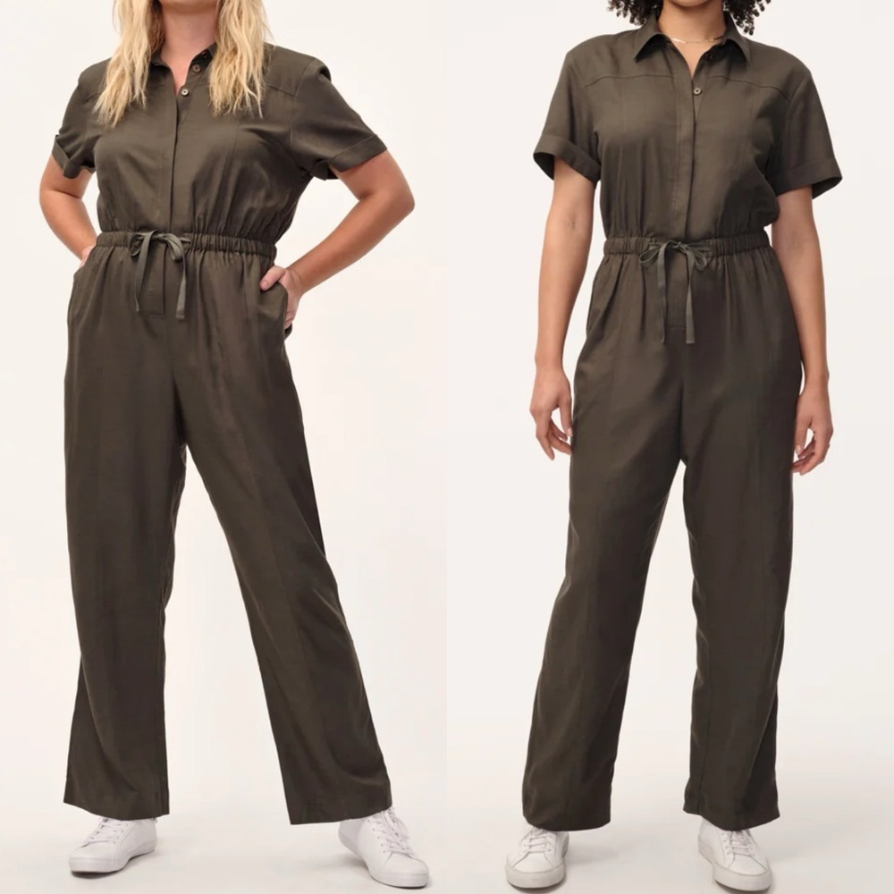 Commonry Australia The All Day Linen Jumpsuit Utility Army Green Size 10‎ Boiler
